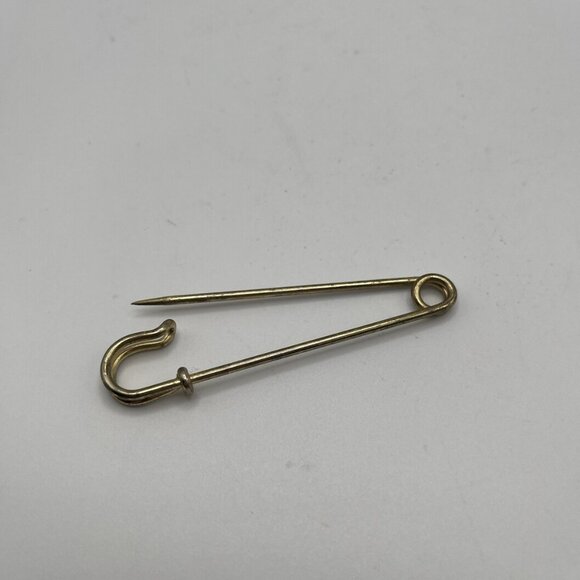 Vintage Safety Pin Gold Tone Brass Large Brooch 3” Maximalist Teacher Kilt Shawl - Picture 4 of 5